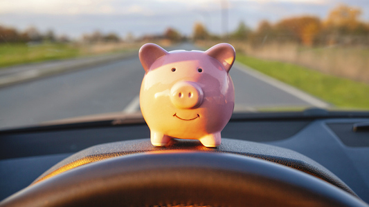 Steering wheel with piggy bank