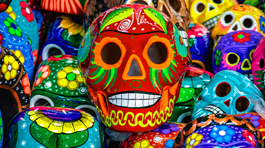 Day of the Dead ceramic skulls